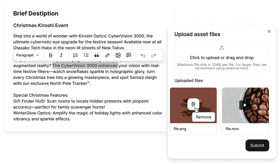 Brief Your Concept interface